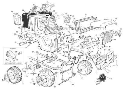 Page A Diagram and Parts List for 76820-9993 Before 08-17-95 Power Wheels Ride-On Cars